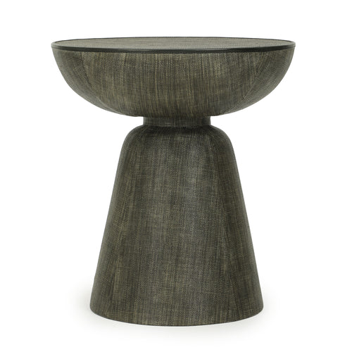 Mason Dark Green Faux Raffia Side Table