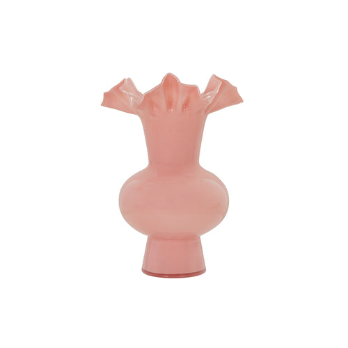 Spackle Ruffled Pink Glass Vase (12"-18")